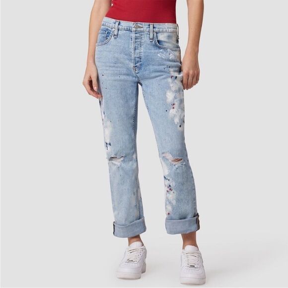 Hudson Womens Size 26 Thalia 90s Loose Paint Distressed Jeans - Picture 1 of 16